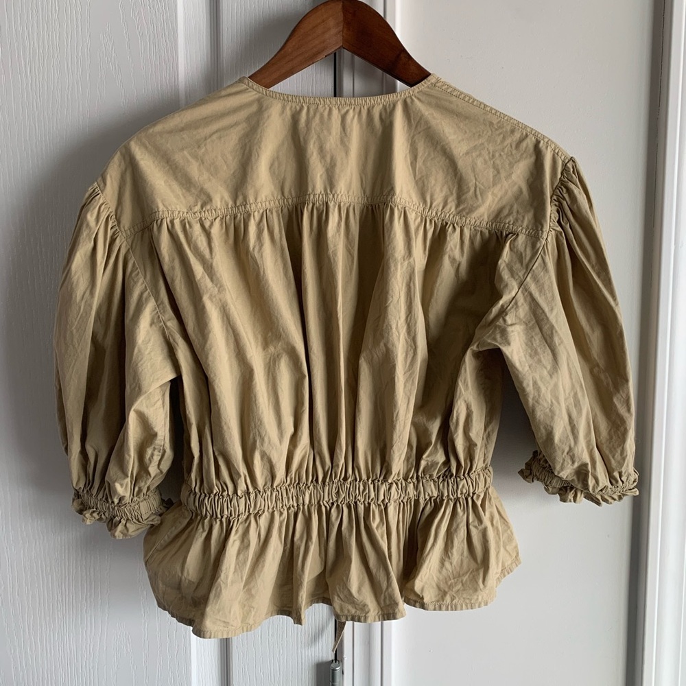 Ulla Johnson Tan Button-Up Minnie Peplum Blouse - Picture 9 of 12